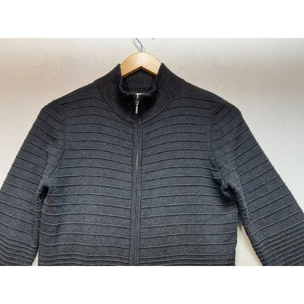 Calvin Klein Womens Ribbed Knit Double Zip Sweater Dress Long Sleeve Size M Gray - Picture 5 of 11